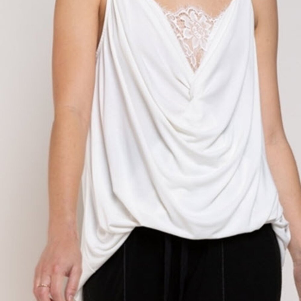 Vanilla Soft draping tank with lace